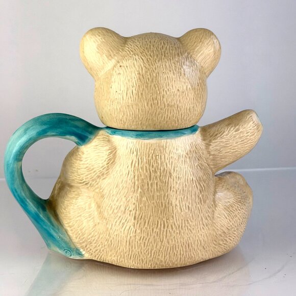 Teddy Bear Honey Pot Teapot with Removable Head Lid Vintage 1980s - Picture 6 of 11